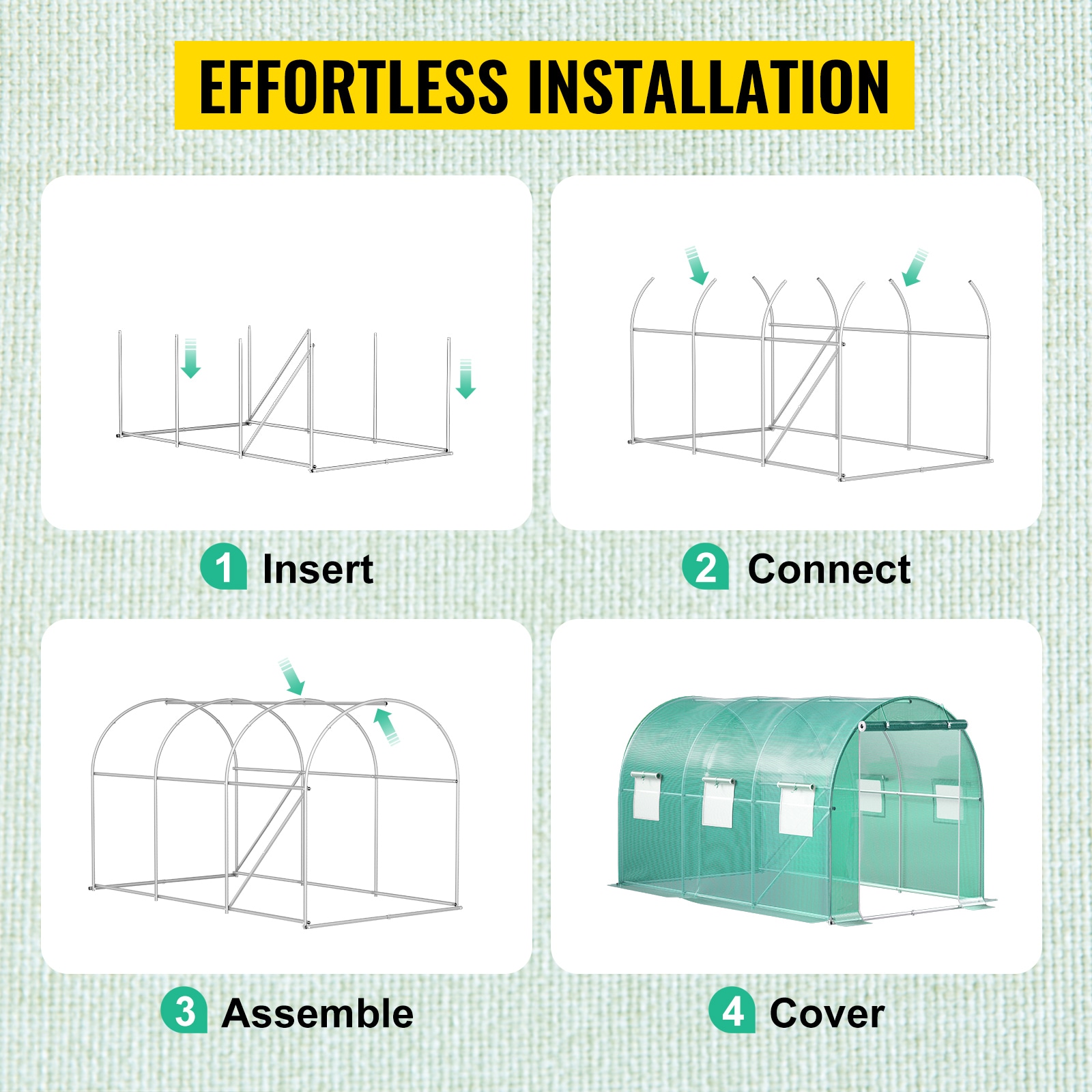 Walk-in Greenhouse Tunnel With Galvanized Steel Frame And Windows_voghion.com